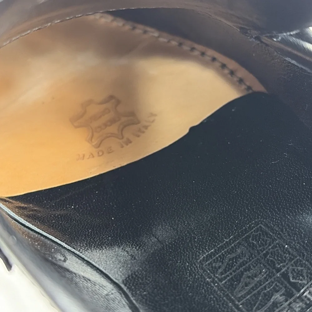 GUCCI Men's Black Double GG Logo Leather dress‎ loafers Italy 40 / US 7E w/ COA